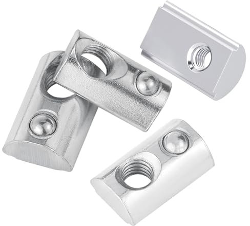 Yuhtech 50 Pcs M4 Ecrous pour Rainure en T, Ecrou en T à ressort pour rainure en T 8mm Série 30 Profilé d'extrusion en aluminium