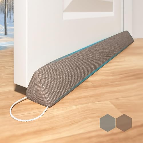 HIZH Boudin de porte pour portes et fenêtres, 90 cm, extra lourd, lavable, pour isolation du vent et du bruit, rangement facile grâce à la languette de traction, marron