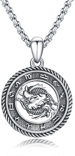 PARYFO Fische Kette 925 Sterling Silber Sternzeichen Fische Anhänger Halskette Pisces Astrologie Horoskop Anhänger Schmuck Geschenke für Männer Frauen Unisex
