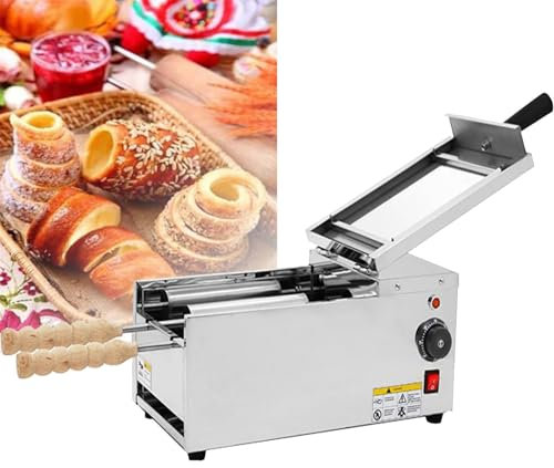 JJENXYYDS Elettrico Cono Gelato Camino Torta Rotolo Macchina, Macchina Rullo Cake Pop, Forno Torta Camino con 2 rulli di Cottura, Controllo Temperatura e Tempo, per Ristorante