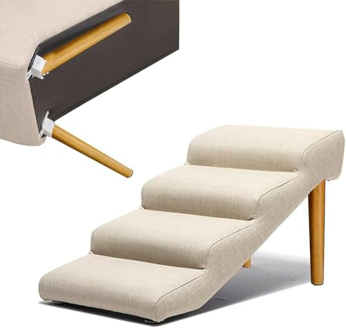 Hundtrappsteg för säng, vikbar loftsäng, lädertrappa för höga sängar stora katter, ramper små hundar SUV sidodörr halkfri botten (storlek: 72 x 40 x 40 cm, färg: beige)