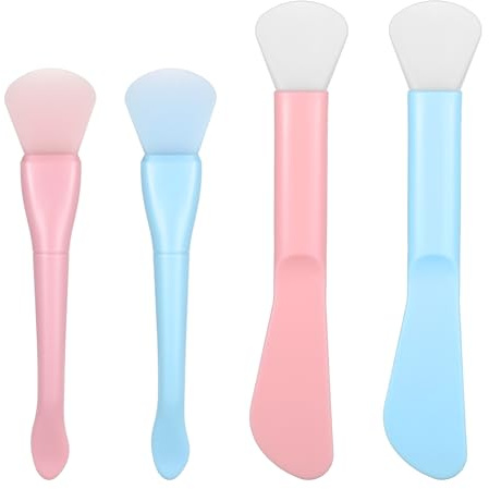 Prasacco 4 pinceles para máscaras, mascarillas faciales de silicona, 2 estilos, máscaras de doble cabeza, aplicador, máscaras faciales reutilizables, espátulas para máscaras de limpieza, máscaras de