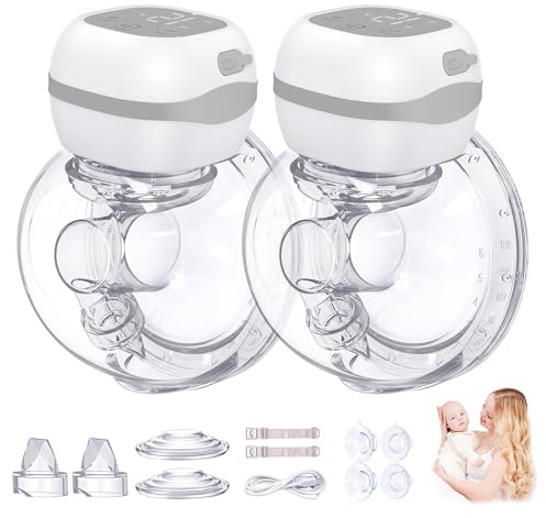 Double Electric Breast Pump Wearable, Portable Hands Free Pump, 201g Lightweight, 40dB Ultra Quiet Wireless Pump, 3 Modes 12Levels, Leakproof Design for Nursing Moms at Work Home Travel