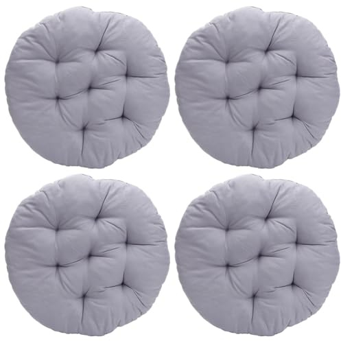 Tutamaz Set di 4 Cuscini per Sedia Rotondi e Confortevoli - 40 x 40 x 3 cm - Cuscini per Pavimento Rotondi - per Interni ed Esterni - per Sala da Pranzo, Soggiorno, Camera di Studio
