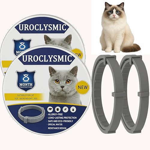 UroClysmic Confezione da 2 collari per gatti con oli essenziali naturali, impermeabili, regolabili, 16 mesi di protezione per gattini a partire dalle 7 settimane, comfort e sicurezza