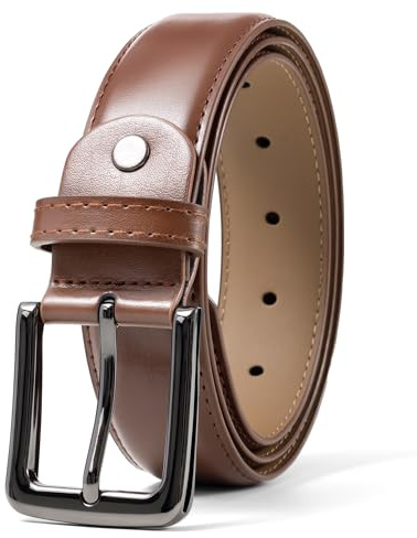 maikun Brown Leather Men's Belt, Belts for Men for Office or Golf