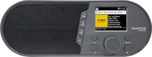 TELESTAR TOP IR 50 – internetradio (Bluetooth, 7 W, USB-inspelningsfunktion, stationstangenter på enhet, hotellläge, fjärrkontroll) – antracit