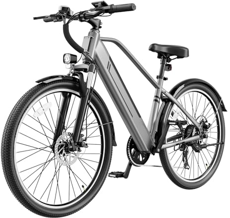Heybike Electric Bikes for Adults, 26 Ebikes for Men, Peak 1200W Adults Electric Bicycle with Removable Battery, Front Suspension (Gray)