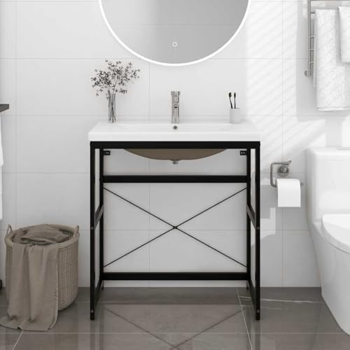 Lumanois Estructura de baño con Lavabo Incorporado Hierro Negro,Mobiliario,Tocadores,Tocadores de baño,22.92kg-3101390