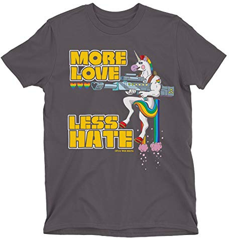 FreeWillShirts More Love Less Hate - Unisex Mens Ladies LGBT Organic Cotton T-Shirt