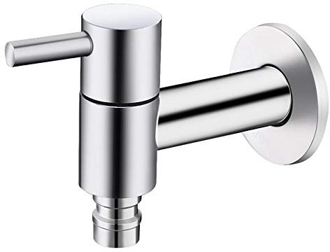 ZXC Edelstahl Kaltwasserhahn, Wandventil, Auslaufventil, Wasserhahn, Armatur mit ½ Zoll Anschluss