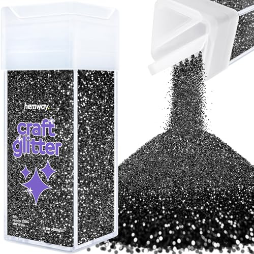 Hemway Craft Glitter Shaker Black 130g Microfine | for Resin & Epoxy Crafts, Christmas Art Supplies, Nail, Body, Face, Eye, Festival, Crafting, Slime, Sparkle