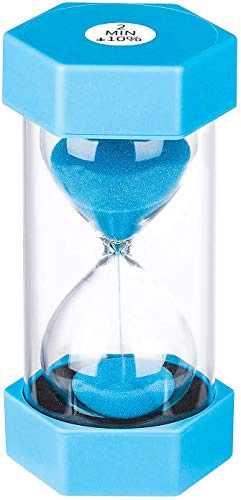 Sand Timer 2-Minute Hourglass: Colorful Sand Clock, Small Blue Sand Watch, Plastic Hour Glass Sandglass for Kids, Games, Decorative, Classroom, Kitchen, Toothbrush Timer