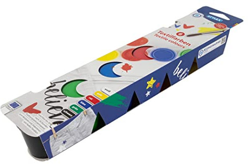 Stylex 28959 - Textilfarbe, 6 Kunststoffbecher á 40 ml, permanent