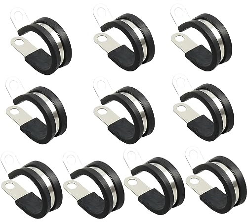 NICAVKIT 10Pcs 20mm abrazadera de cable clips de goma P abrazaderas de manguera abrazaderas de tubo abrazaderas de cable kit de acero inoxidable abrazadera de cable