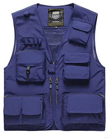Beokeuioe Herren Outdoor Weste mit Reißverschluss Jagd Fotografie Wandern West Sommer Ärmellos Jacke Vielen Taschen Anglerweste Frühlingsjacke Jungen Jacke