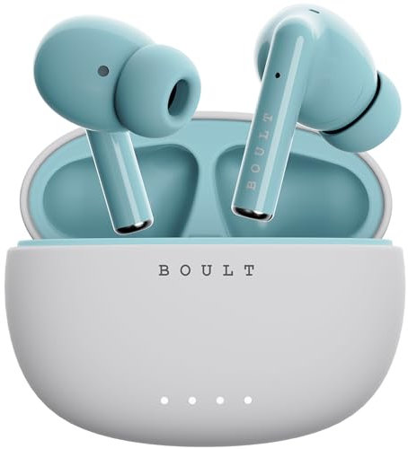Boult W20 Wireless Earbuds with 35h Playtime, Latest Bluetooth 5.4, 13mm drivers for Deep bass, ENC mic, 45ms Low Latency, Type-C fast charging, Touch controls & IPX7 Waterproof (Glacier Blue)