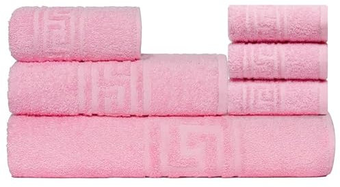 nice homeit Handtuch-Set, 6-teilig, 100% Baumwolle, weich und sehr saugfähig, Handtuch-Set für Badezimmer, Gesicht und Bidet in verschiedenen Größen, hergestellt in Italien, Rosa