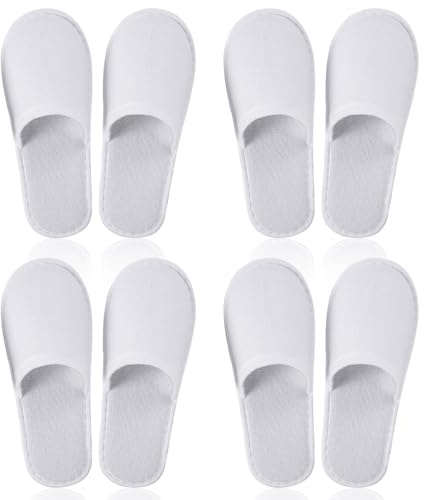 UNIHOC Pantofole Usa e Getta Antiscivolo, Ciabatte Ospiti, Pantofole Chiuse, Ciabatte Monouso per Hotel, Casa, Viaggi, Misura Universale, Grigio+Bianco, 4 Paia