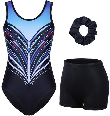 beautyin Girls Leotards for Gymnastics with Shorts Sparkly Toddler Gymnastics Outfits Size 4-10