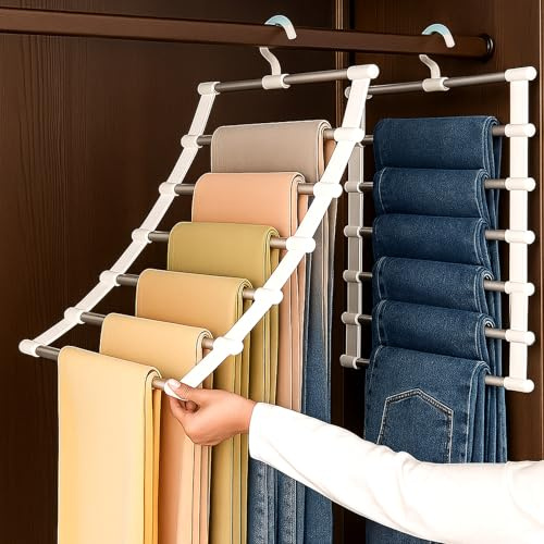 KQDRAVINE Grucce per pantaloni, 2 grucce pieghevoli per pantaloni, salvaspazio, per appendere pantaloni, gonne, sciarpe, asciugamani, lenzuola, cravatte, cinture e piccoli indumenti