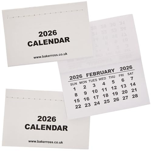 Baker Ross FN646 kalenderblock 2026 – 20-pack, praktiska avrivbara kalenderblock för organisering och planering under hela 2026, perfekta för hemmet, skolan och kontoret