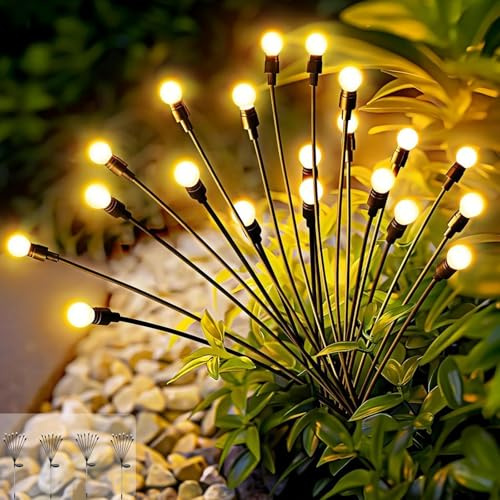 A.bigwhale Glühwürmchen Solar Leuchten Garten Deko, 4 Stück 8 LED Solarleuchten für Außen Gartenlichter, Wasserdicht Solarlampen für Außen Garten Hof Weg Yard Patio Balkon Landschaft Dekoratives