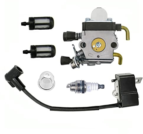 Hippotech Carburateur et Bobine d'allumage avec Bougie d'allumage Filtre à Carburant pour Ampoule d'amorçage pour STIHL FS75 FS80 FS85 FC85 HT70 HS75 HL75 HT75 HS80 Coupe-Bordures