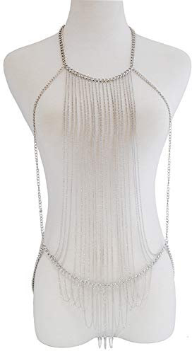 Amorar Sexy Dessous Set, Damen-Bodysuit Körperkette Kettenschmuck Bikini Lange Brustkette Strand Körper Bauch Schmuck Partykette BH Kette Versuchung Nachtwäsche Tassel Babydoll Pyjamas