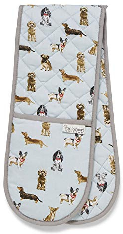 Cooksmart Double Oven Gloves Heat Resistant | British Designed Heat Resistant Oven Gloves | Modern Oven Mitt & Potholder for Home Cooking | Maximum Heat Protection Kitchen Oven Gloves - Curious dogs