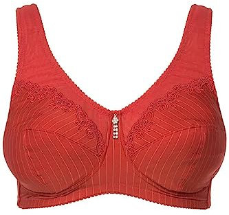 Ulla Popken Damen Entlastungs-BH, ohne Bügel, Strassanhänger, Cup C - G BRA, karminrot, 125D
