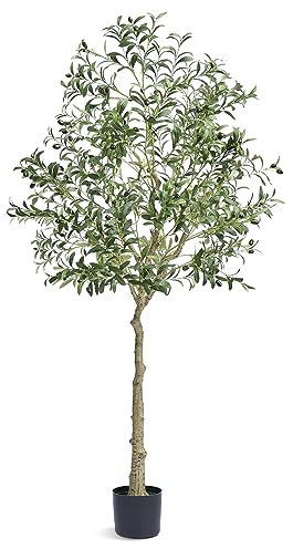 VEVOR Arbre Artificiel 179 cm Plante Artificielle PE Haut Olivier Faux Arbre Vert avec Pot 170x145 mm Décoration de Style Fausse Plante pour Maison Bureau Hôtel Centres Commerciaux Intérieur Extérieur