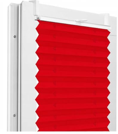 Fenster DEKOR - Plissee Klemmfix ohne Bohren Breite 70 cm x Höhe 130 cm - Fenster Plissees innen Rot - Faltrollo blickdicht - Faltrollos einfach zu montieren - Blissett Rollo