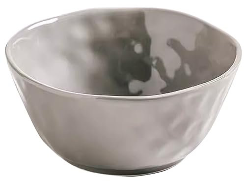 6.5in/750ml Irregular Ceramic Ramen Bowl Large Bowls for Eating, Glazed Porcelain, Mixing Bowl Dishwasher & Microwavable Safe (Color : Grey)