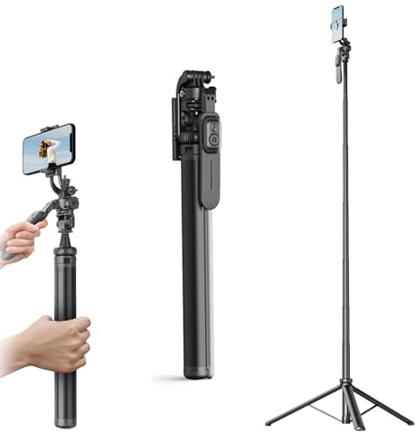 Selfie Stick stativ, Andoer 91,7 tum utdragbart mobiltelefonstativ, mobiltelefon selfie stång med 360° vridbart kulhuvud, telefonklämma, stativbas och fjärrkontroll, kompatibel med Android 4.4/iOS