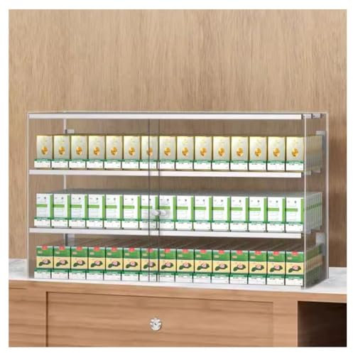 zktoermn Cigarette Display Case, Wall Mounted Cigarette Rack Acrylic Box Sliding Door with LockCigarette Display Cabinet for Market Store Store Retail (Color : Clear, Size : 74x27x64.5cm)