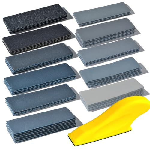 75 Piezas Papel De Lija, Surtido Papel de Lija 120 to 5000 Grits,90 x 30 para Lustramuebles de Madera, Metal de Abrillantar Coche