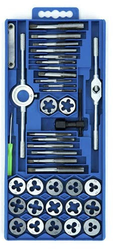 FIVMEN 40 tlg Gewindeschneider Set Gewindeschneidsatz aus Sthal Bohrer Werkzeuge Feingewinde Gewinde Schneider M3, M4, M5, M6, M7, M8, M10, M12 inkl. Aufbewahrungskoffer