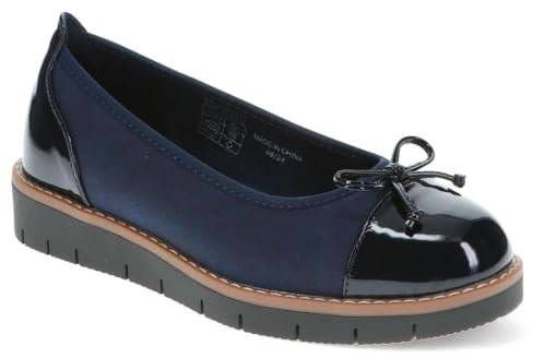 Wide Fit Bow-Detailed Pumps - Navy-Navy Patent Size 5