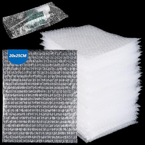 CYEER 100 Stück Luftpolsterbeutel 20x25CM, Bubble Bags, Luftpolstertaschen, Umzug Verpackungsmaterial, Bubble Wrap, Luftpolsterfolie für Versand Verpackung, Stoßfeste Polsterung
