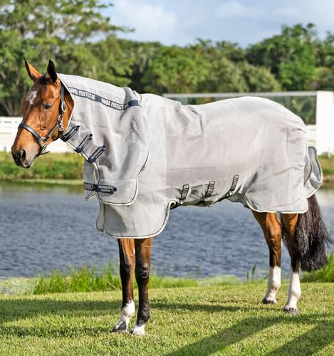 Horseware Ireland Rambo Protector Integrerat Silver, Marinblå, Vit och Beige Flugtäcke 75