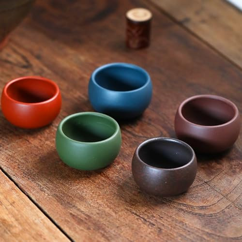 Juego de 5 tazas de espresso, 50-60 cc, tazas de café de cerámica, tazas de té moka sin asa, tazas japonesas de té expreso, capuchino para espresso, moca, macchiato y té