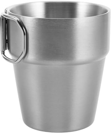 POPETPOP Tasse de Camping Acier Inoxydable Isolée à Double Paroi avec Poignée Pliable Résistante Aux Chocs et Portable Gobelet Thermique Réutilisable pour Café Thé et Eau Plein Air