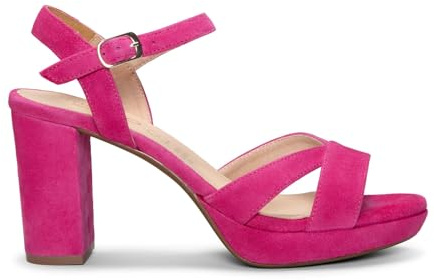 miMaO. Sandalias de Fiesta Cómodas en Piel con tacón y Plataforma. con Plantilla de Gel. Diseñado y Fabricado en España