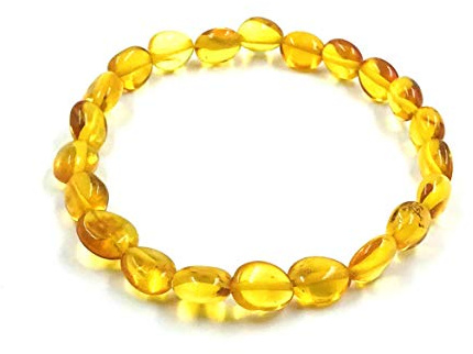 Bracciale in ambra (19 cm) – 100% ambra baltica lucidata – Bracciali in ambra reale – Bracciale unisex (, small, Pietra, Ambra