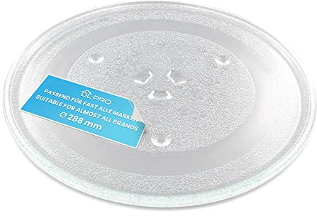DL-pro Universal Mikrowellenteller 28,8cm Drehteller Drehscheibe Teller Glasteller Glasplatte Glasdrehteller mit 3 Noppen 288mm Rund Ersatz für Microwelle Mikrowelle