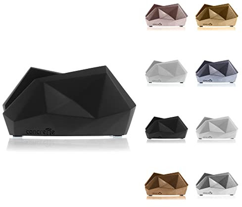 CONCRETTE Serviettenhalter aus Beton 15,5 x 8 x 7,8 cm - Schwarz Matt Serviettenspender - Serviettenständer - Servietten Halterung - Napkin Holder