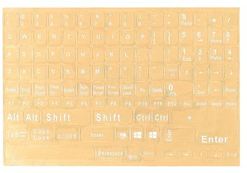 PATIKIL English Keyboard Stickers, Universal Keyboard Replacement Cover for Notebook Desktop Computer Style 6, Clear Background White Lettering
