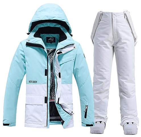 HOTIAN Damen Ski Jacke und Hosen 2 Teilig Set Skianzug Damen Wasserdicht Winddicht Winter Warme SkiSchnee Skifahren Sätze Snowboard Set