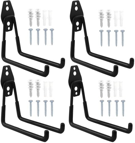 CHRI 4 Stück Wandhaken Garage Schwerlast Garagenhaken Wandhaken Klein(68mm)/Mittel(130mm)/Groß(188mm) Robuste Aufbewahrungshaken Gerätehaken für die Organisation von Garagen und Gartengeräten (Groß)